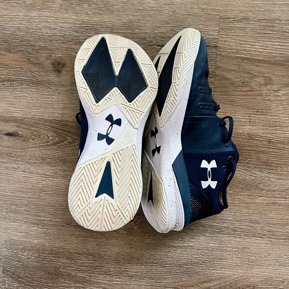 Under Armour Block City volleyball shoes in navy blue and white